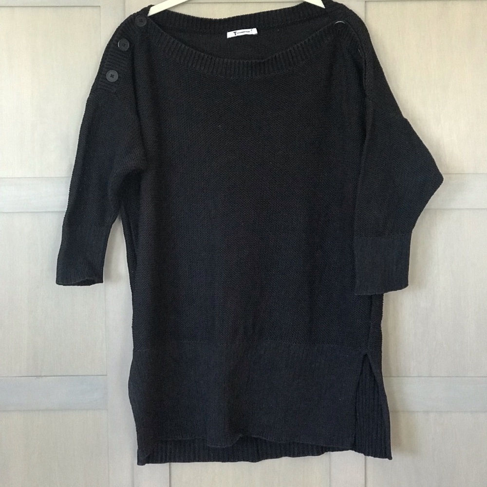 T by Alexander Wang Black Cotton Sweater